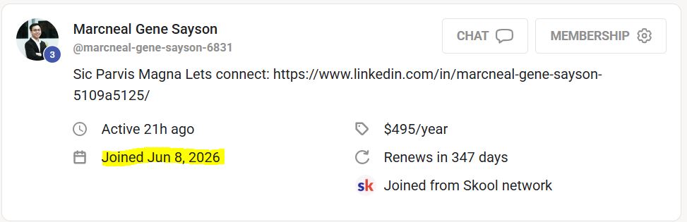 Marcneal membership screenshot